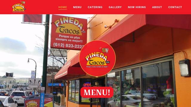 Sitio web de Pineda Tacos Plus en Minnesota